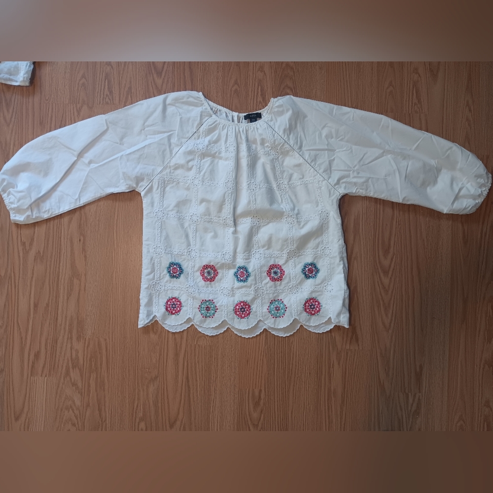 Jcrew embroidered scalloped blouse
